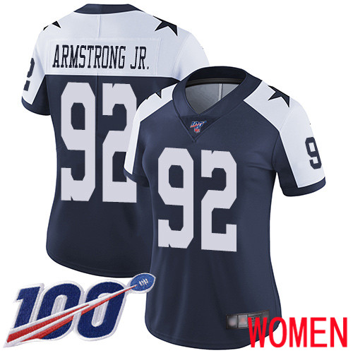 Women Dallas Cowboys Limited Navy Blue Dorance Armstrong Jr. Alternate #92 100th Season Vapor Untouchable Throwback NFL Jersey->women nfl jersey->Women Jersey